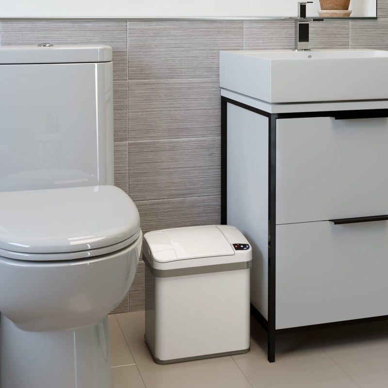 iTouchless 2.5 Gallon Sensor Bathroom Trash Can with AbsorbX Odor Filter and Air Freshener, Touchless Automatic Slim Wastebasket, Perfect Garbage Bin for Bedroom, Home, Toilet, White - Image 5
